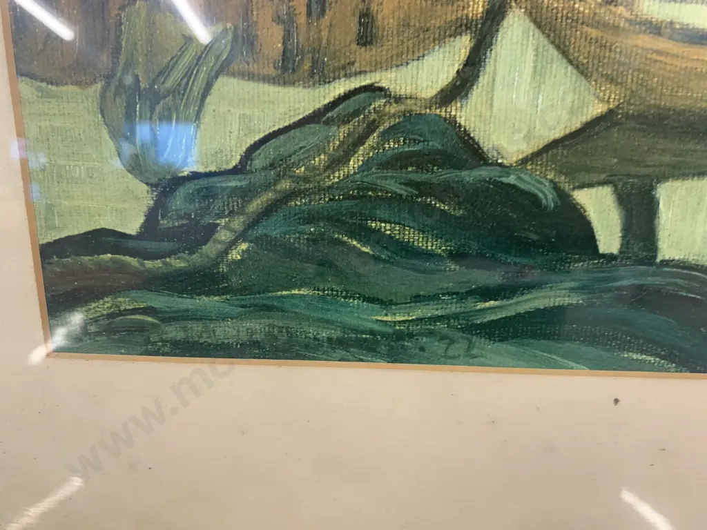 Vintage Framed Artwork 'River Scene' Signed By Artist H54cm, W53cm. Image 1++