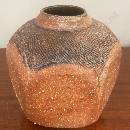 Greg Barron Wood Fired Hexagonal Vase, 24 x 22cm
