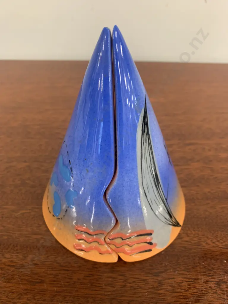 A Pair of Brendan Adams Conical Salt and Pepper Shakers, Signed On Base, 12cm Image 1++