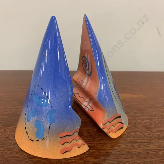 A Pair of Brendan Adams Conical Salt and Pepper Shakers, Signed On Base, 12cm