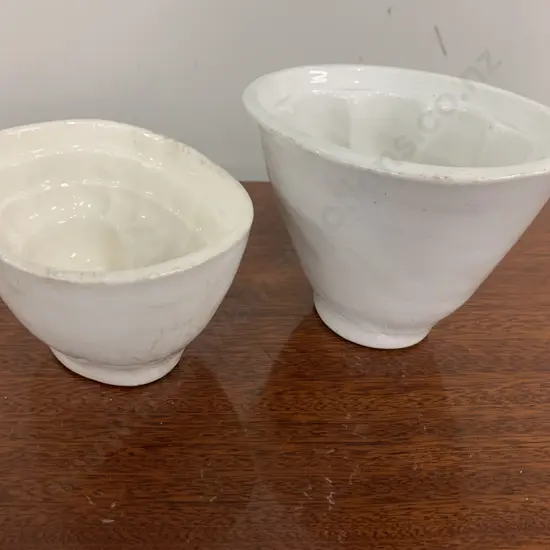 Antique Stoneware Jelly Moulds x 2, 10 x 14cm & 7.5 x 14.5cm
