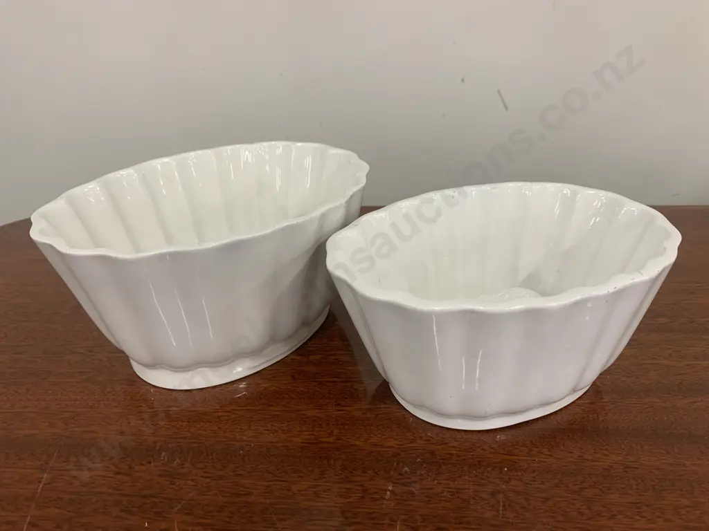 Antique Grimwades Stoneware Jelly Moulds x 2 - 9 x 19cm & 8 x 18cm Image 1++