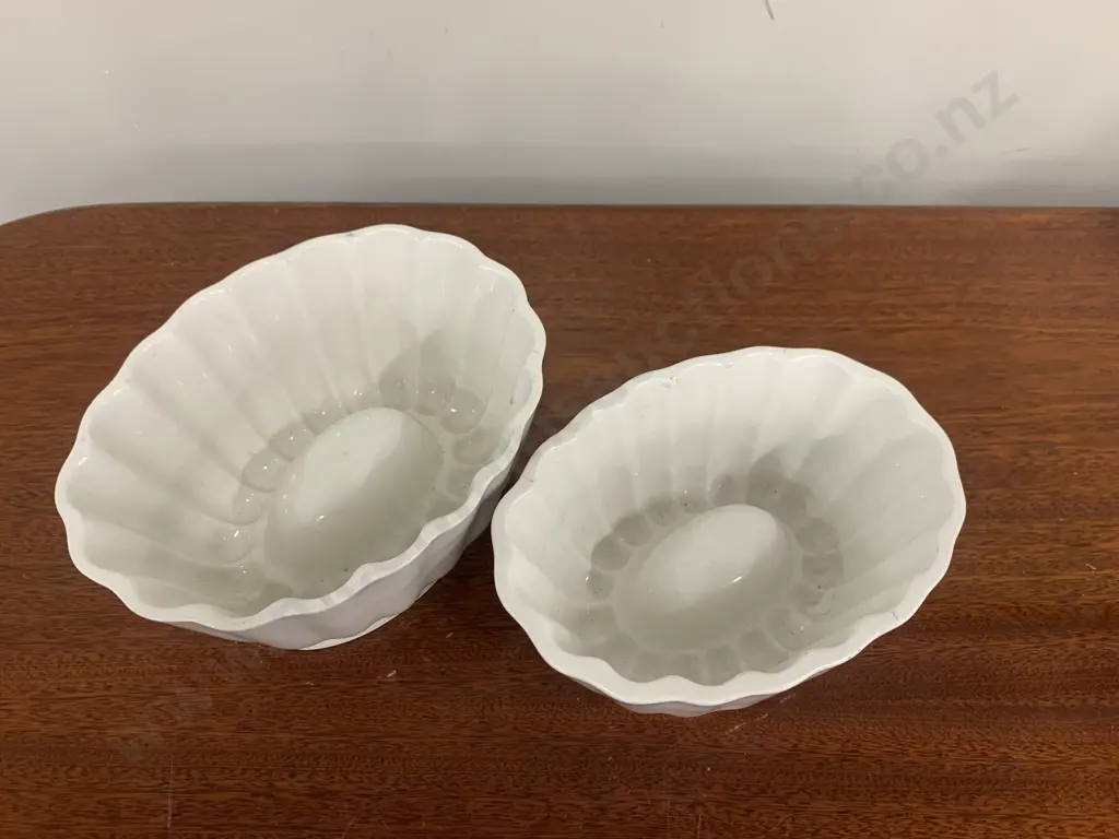 Antique Grimwades Stoneware Jelly Moulds x 2 - 9 x 19cm & 8 x 18cm Image 1++