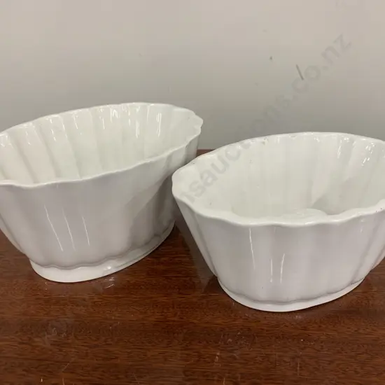 Antique Grimwades Stoneware Jelly Moulds x 2 - 9 x 19cm & 8 x 18cm
