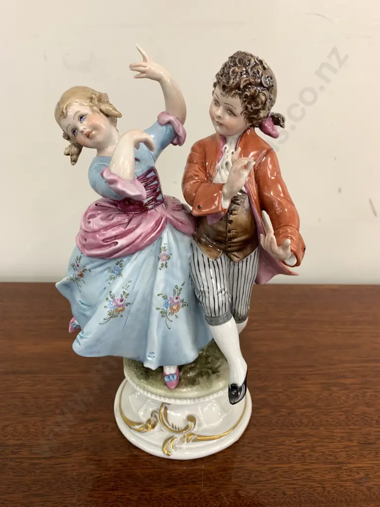 Italian Capodimonte Bruno Merlin Dancing Couple Fiqurine Image 1++