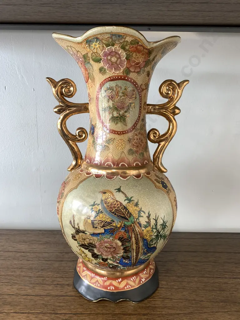 Stunning Double Handled Oriental Vase, H36cm Image 1++