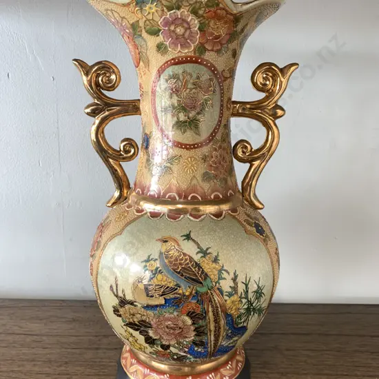 Stunning Double Handled Oriental Vase, H36cm