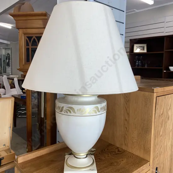 Italian Saywell Table Lamp, Cream Gilt Base With a Cream Shade, H73cm