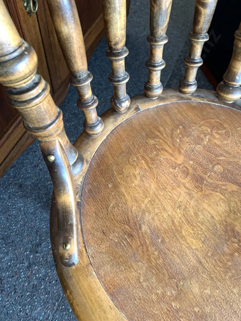 Antique Swedish Cottage Chair, Patterned Relief Seat Image 1++