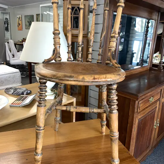 Antique Swedish Cottage Chair, Patterned Relief Seat