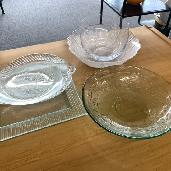 Large Glass Bowls, Platters, Etc