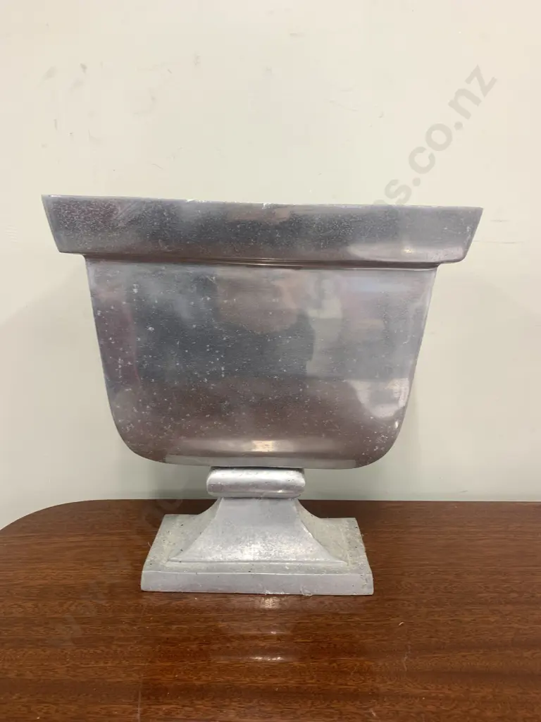 Footed Modernised Vase Silver Coloured H36cm, W36cm. Image 1++