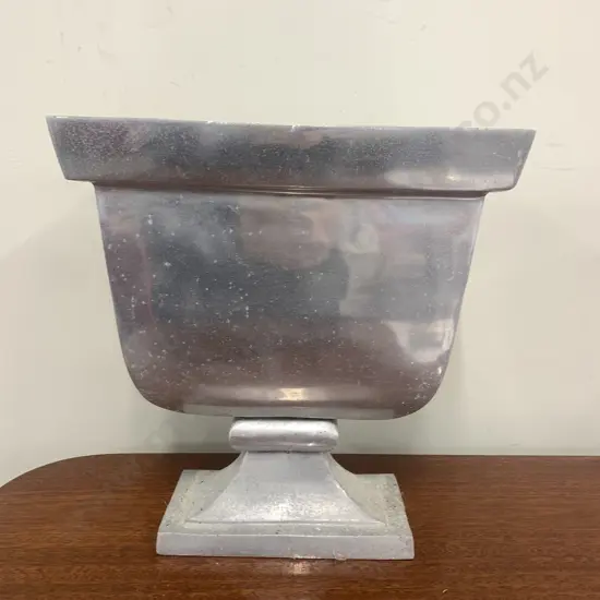Footed Modernised Vase Silver Coloured H36cm, W36cm.