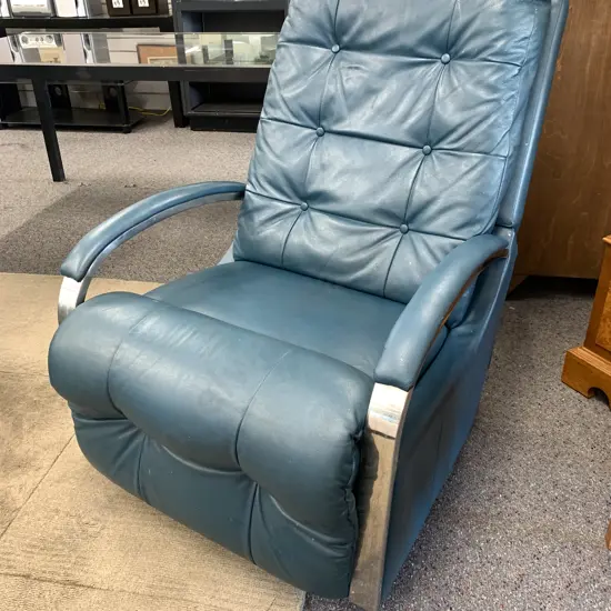 La-Z-Boy Chrome Rocker Recliner, Teal Leather Effect