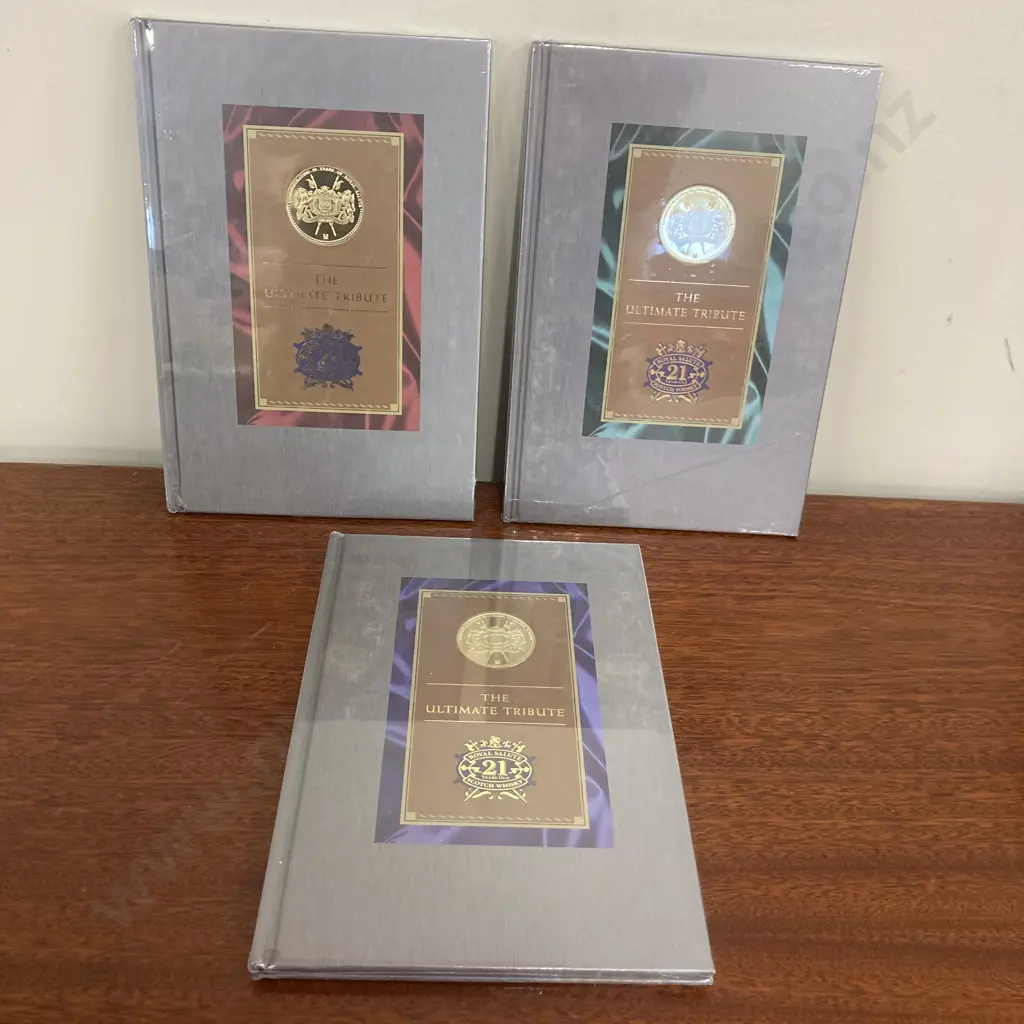 Lot of 3 Unopened Chivas Regal Royal Salute Ultimate Tribute Books & Medallions Image 1++