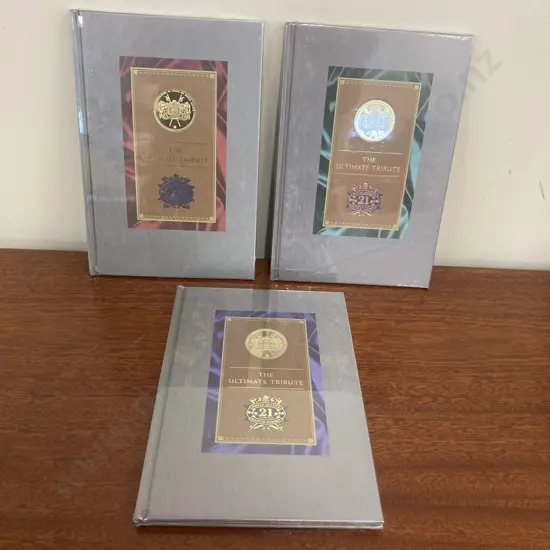 Lot of 3 Unopened Chivas Regal Royal Salute Ultimate Tribute Books & Medallions