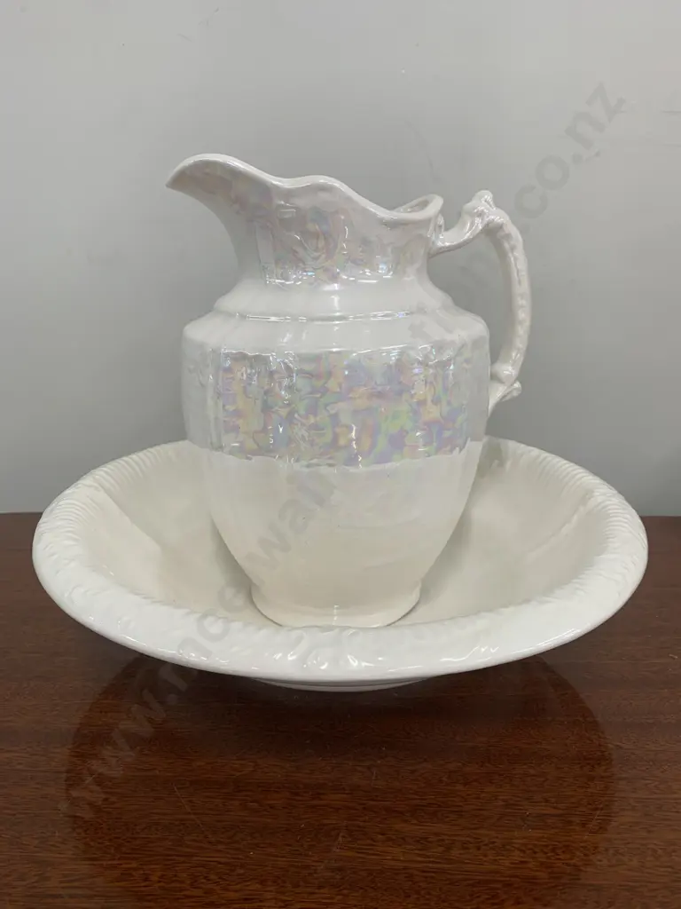 Vintage Pearl Lustre Wash Basin & Jug Image 1++