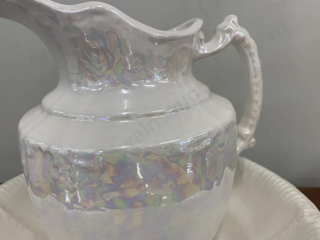 Vintage Pearl Lustre Wash Basin & Jug Image 1++