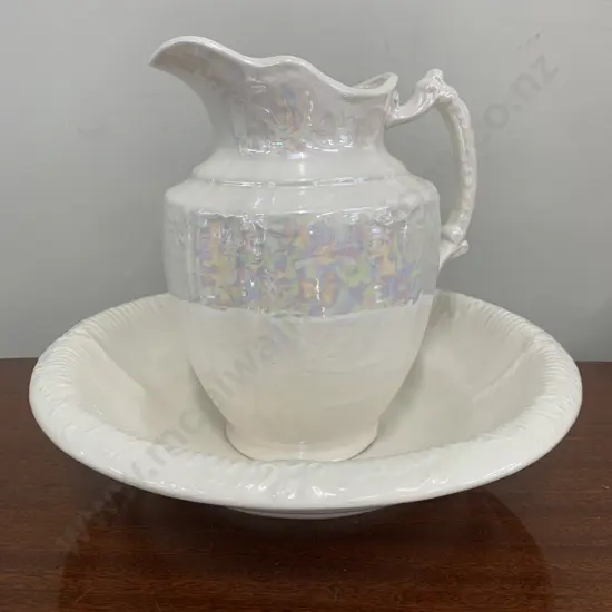 Vintage Pearl Lustre Wash Basin & Jug
