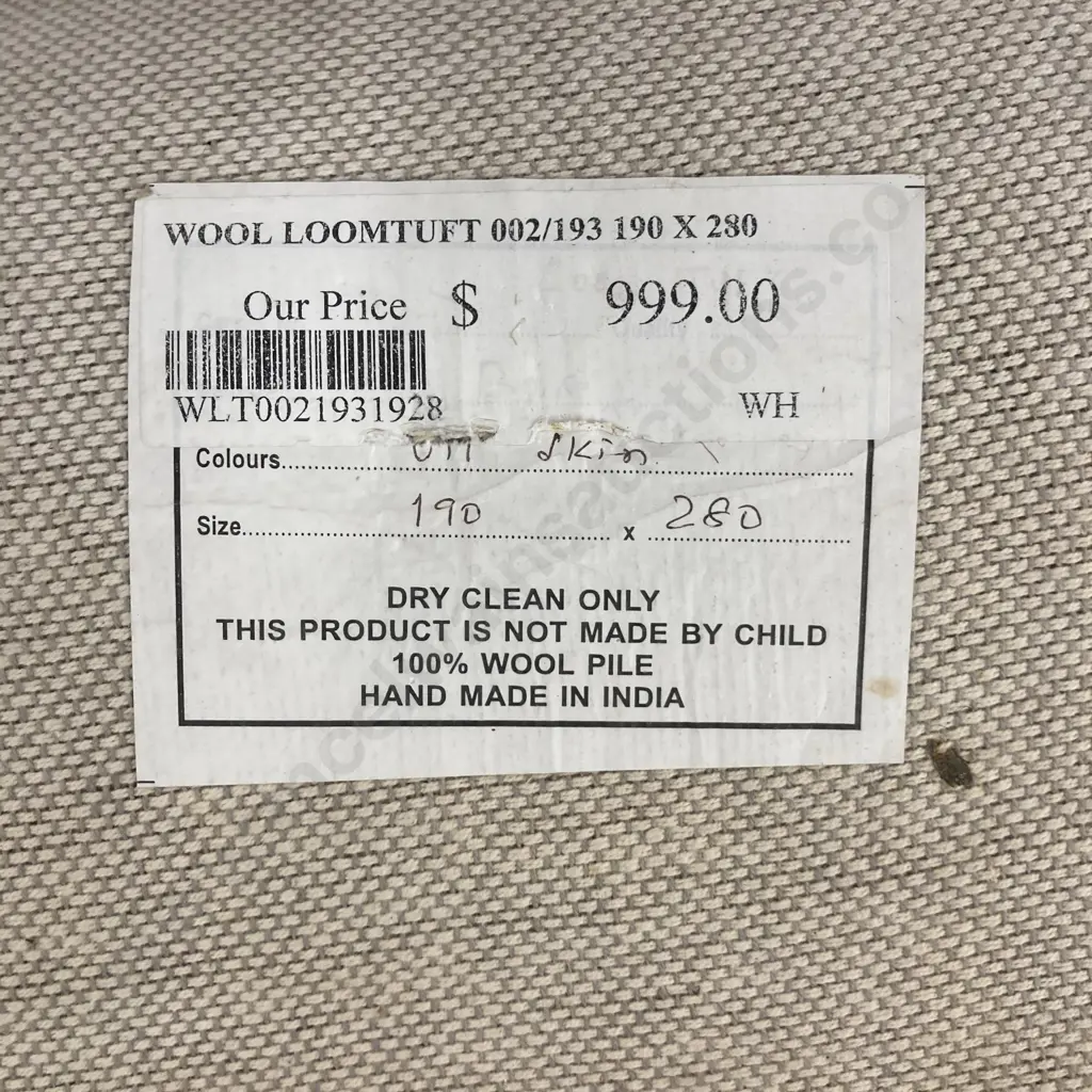 Floor Rug, Wool Loomtuft 002/193, 190 x 280, 100% Wool Pile, Colour Oil Skin Image 1++