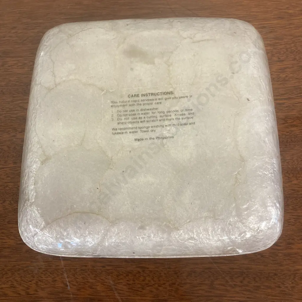 Vintage Phillipines Capiz Shell Decorative Tray, 20cm x 20cm Image 1++