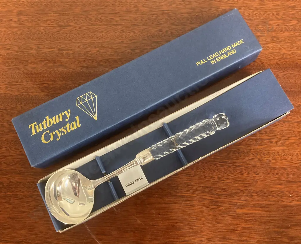 Vintage Tutbury Lead Crystal Handled Ladle In Original Box Image 1++