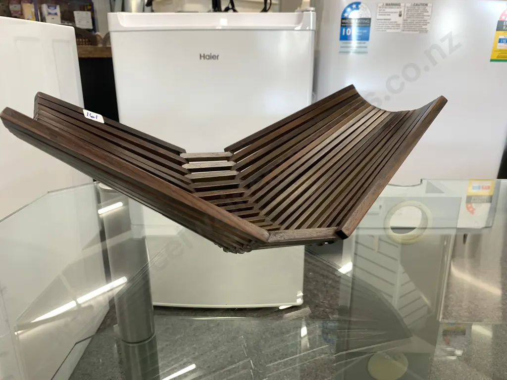 Folding Wooden Mid Century Style Fruit Bowl Image 1++