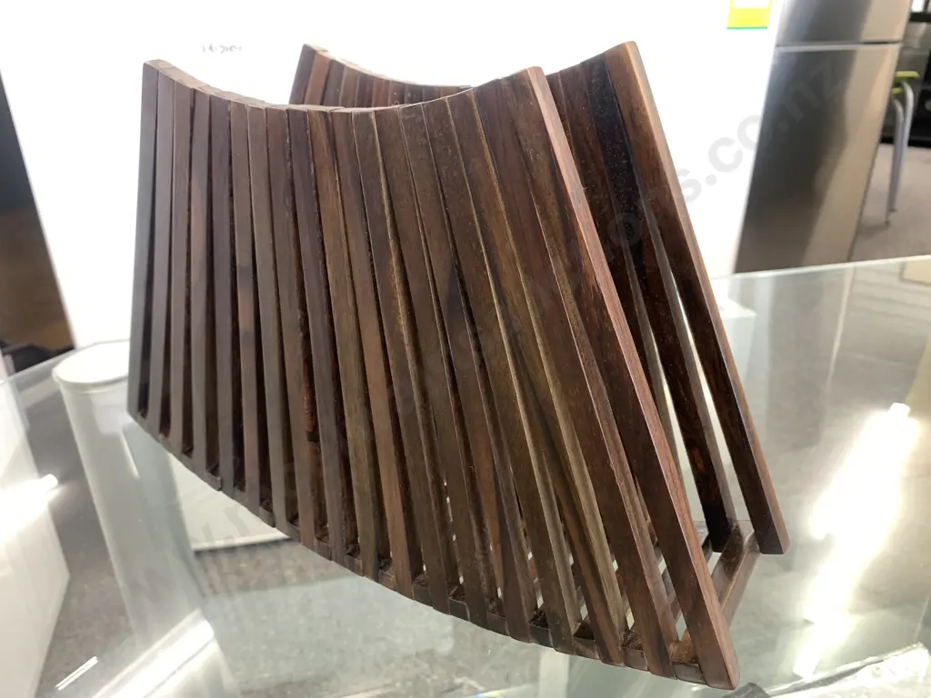 Folding Wooden Mid Century Style Fruit Bowl Image 1++