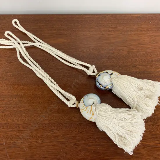 Pair of Cream Shell Curtain Tie Backs