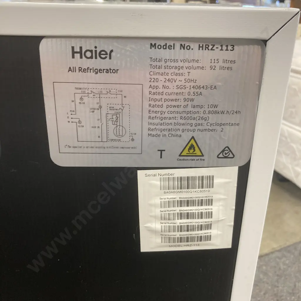 Bar Fridge - Haier HRZ-113 Image 1++
