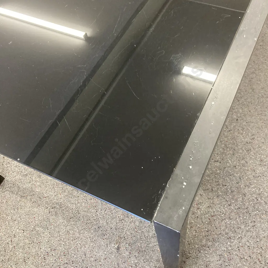 Outdoor Aluminium & Black Glass Table With 6 Chairs (2 Armed) , H71 L150 W90cm (Some Paint Coming Off) Image 1++