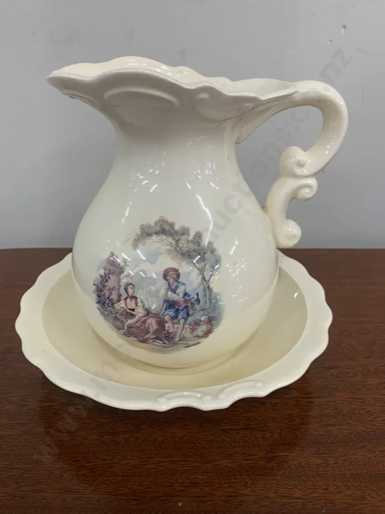 Vintage 'Lovers' Wash Bowl & Jug Set, Duncan Enterprises, 23 x 24cm Image 1++