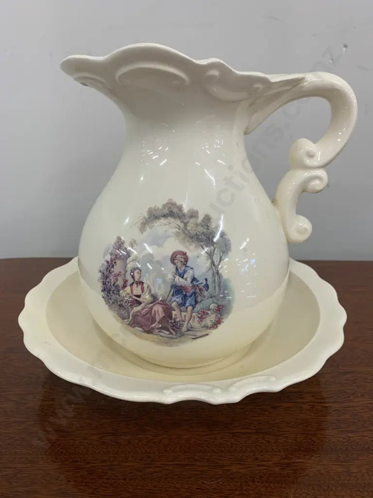 Vintage 'Lovers' Wash Bowl & Jug Set, Duncan Enterprises, 23 x 24cm Image 1++