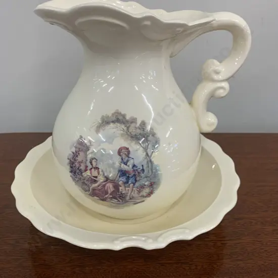 Vintage 'Lovers' Wash Bowl & Jug Set, Duncan Enterprises, 23 x 24cm