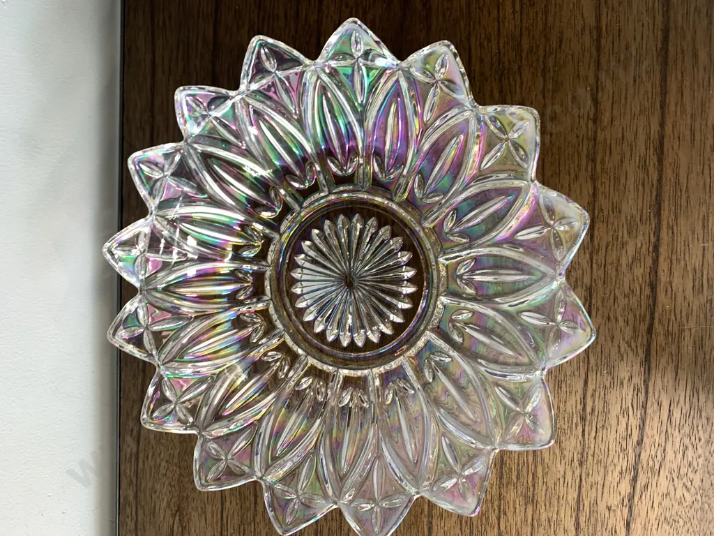 Vintage Clear Federal Glass Flower Petal Shaped Dish Image 1++