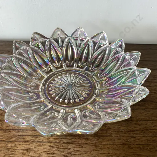 Vintage Clear Federal Glass Flower Petal Shaped Dish