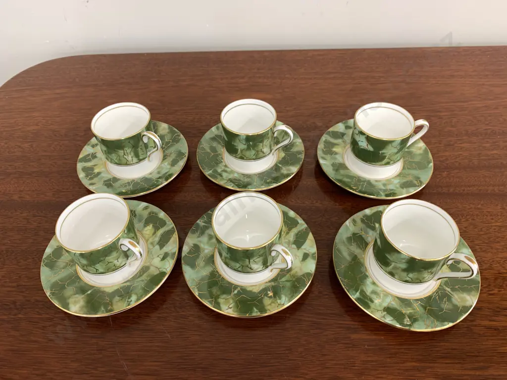 Flat Demitasse Cup & Saucer Set Onyx Green Image 1++