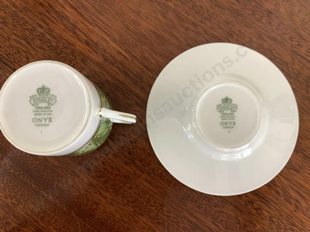 Flat Demitasse Cup & Saucer Set Onyx Green Image 1++