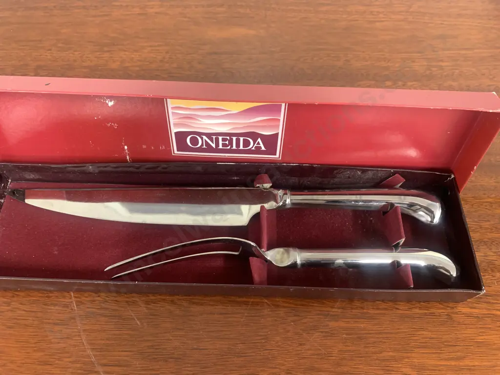 Vintage Oneida Pointe Royal 2 Piece Carving Set In Original Box Image 1++