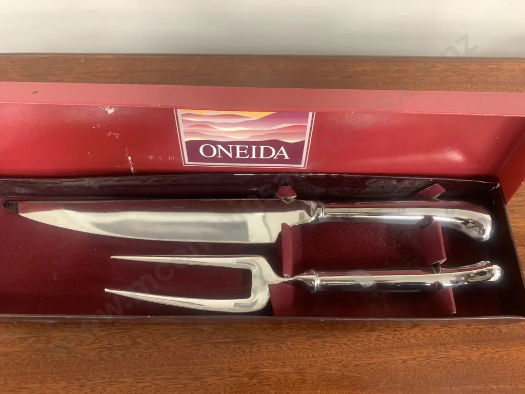 Vintage Oneida Pointe Royal 2 Piece Carving Set In Original Box Image 1++
