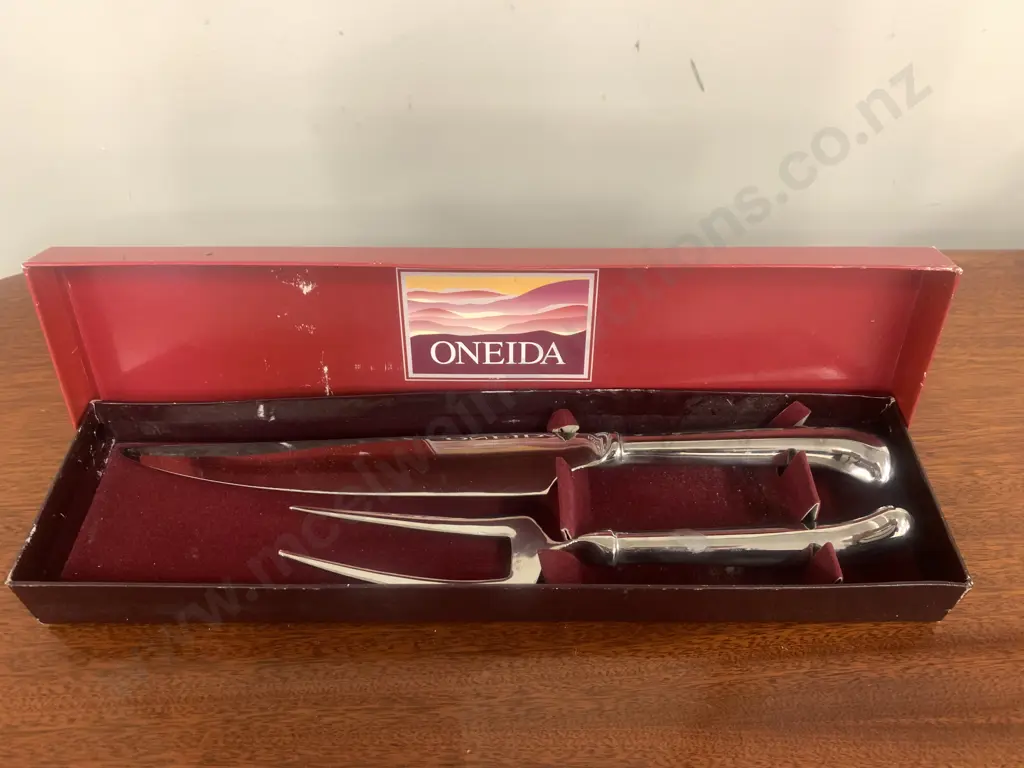 Vintage Oneida Pointe Royal 2 Piece Carving Set In Original Box Image 1++