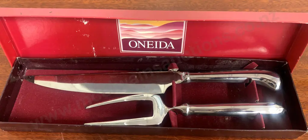 Vintage Oneida Pointe Royal 2 Piece Carving Set In Original Box Image 1++
