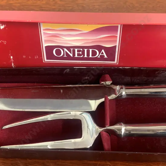 Vintage Oneida Pointe Royal 2 Piece Carving Set In Original Box