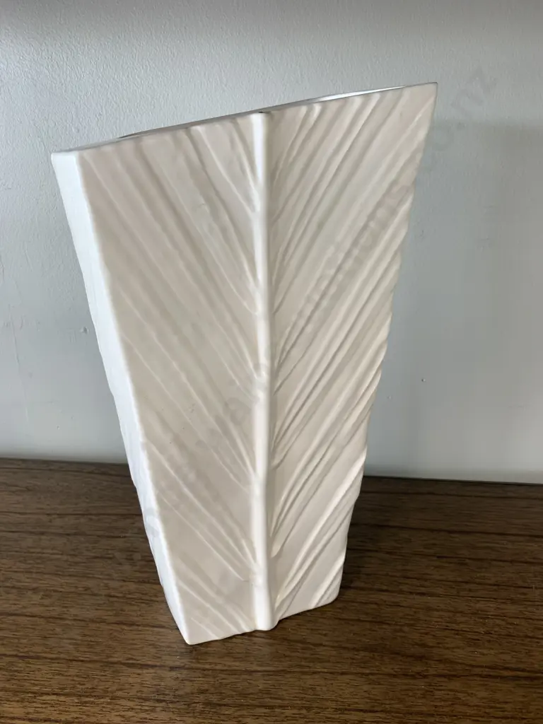 NZ Made Cream Branch With Relief Effect Vase, 22 x 18cm Image 1++