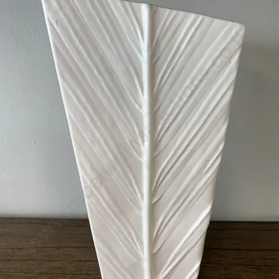 NZ Made Cream Branch With Relief Effect Vase, 22 x 18cm