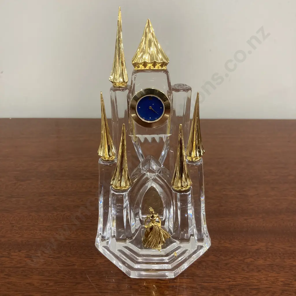 Midnight Enchantment Clock in Crystal & Gold by Gerda Neubacher, Franklin Mint, 19.5 x 10cm Image 1++