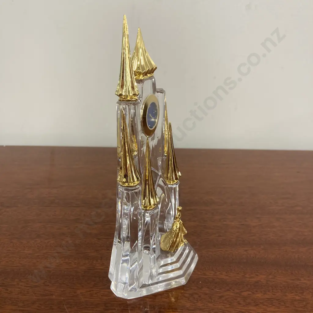 Midnight Enchantment Clock in Crystal & Gold by Gerda Neubacher, Franklin Mint, 19.5 x 10cm Image 1++