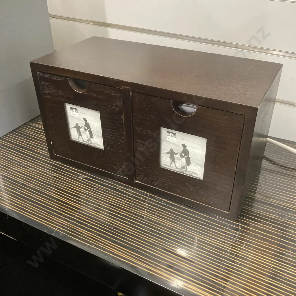 Dark Brown 2 Drawer CD Storage Unit With 20 CDs Image 1++