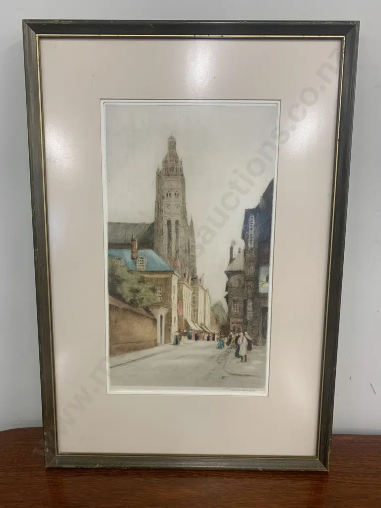 Vintage Framed Artwork 'Street Scene' By Tatton Winter H63cm, W43cm. Image 1++