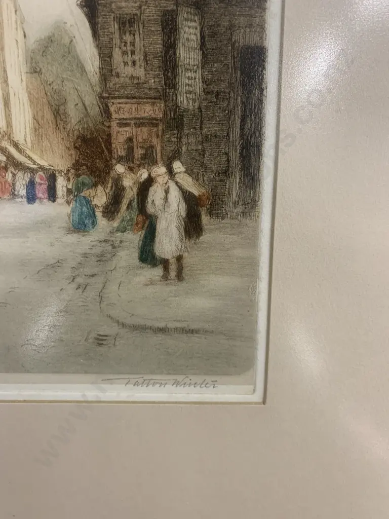 Vintage Framed Artwork 'Street Scene' By Tatton Winter H63cm, W43cm. Image 1++